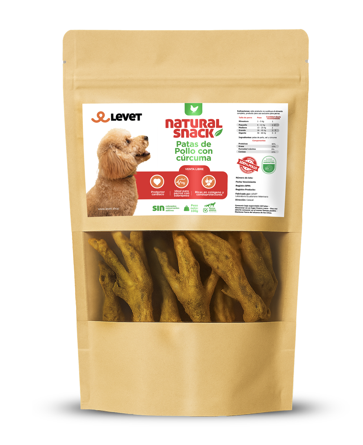 Patas de pollo con cúrcuma – alimento para mascotas Patas de pollo con cúrcuma - alimento para mascotas