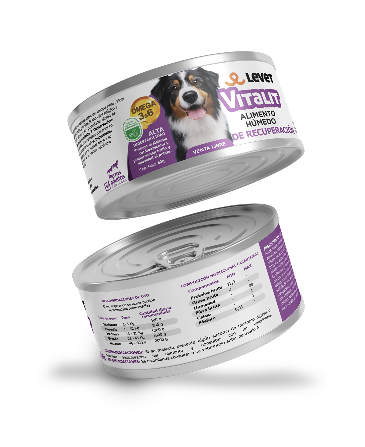 Vitalit - Alimento húmedo para perros adultos en recuperación Levet