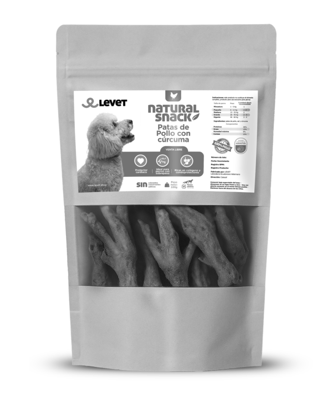 Patas de pollo con cúrcuma - alimento para mascotas