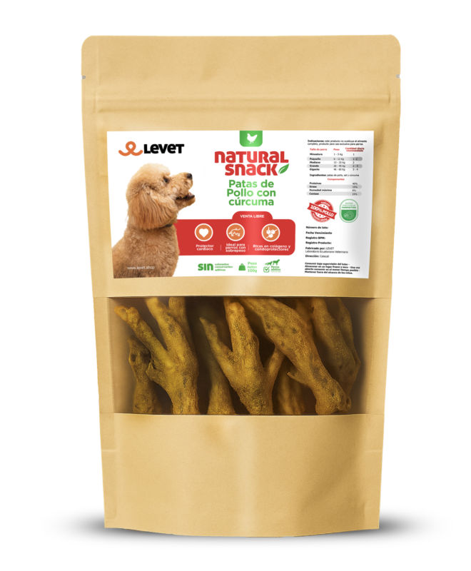 Patas de pollo con cúrcuma - alimento para mascotas