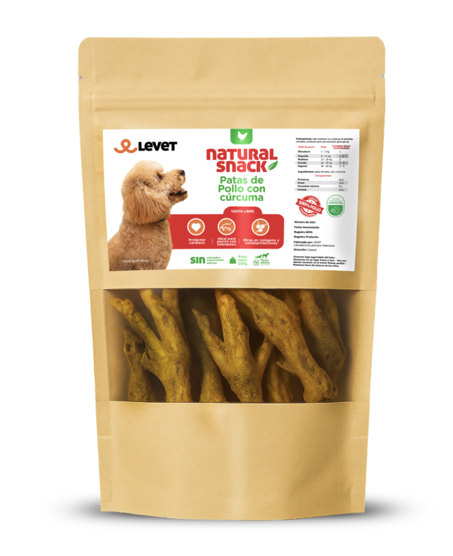 Patas de pollo con cúrcuma - alimento para mascotas