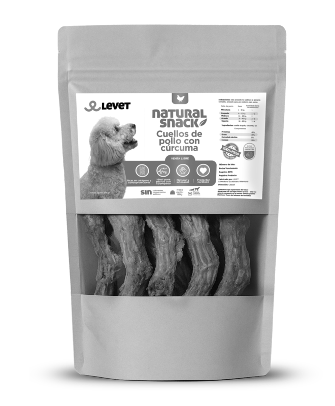 Cuellos de pollo con cúrcuma. Snack natural para razas pequeñas.